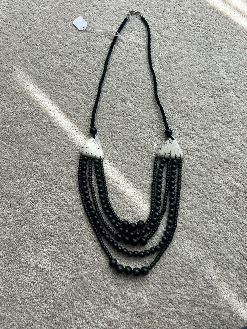 Black Multi-Strand Beaded Necklace
